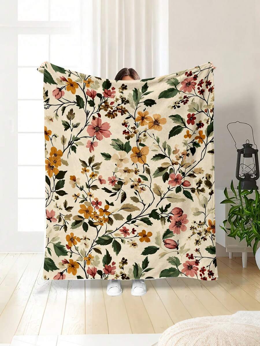 Soft & Comfortable Exquisite Printed Cute Animal Blanket, 2D Flat Print Pattern Multi-Purpose Blanket For Sofa, Bed, Outdoor Camping, Leisure, Home, Picnic, Travel, All Seasons, Modern Style, Polyester, Machine Washable - Multicolor - View 1