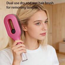 2-In-1 Spray Cushion Hairbrush Set, All-In-One Makeup Bag With Spray Brush, Transparent Water Storage Design, Built-In Water Tank For Self-Refillable Liquid Spray, Soft Elastic Bristles That Don't Damage Hair, Suitable For Hairstylists And Professional Salon Tools - Multicolor - View 6