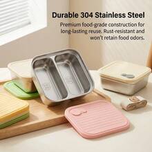 304 Stainless Steel Lunch Box, Bento Box Adult, 2 Compartment Meal Prep Containers With Dividers, Microwavable Metal Food Container With Lids, Stackable Leak-Proof Travel Snack Box, Japanese Bento Box For School Student Office - Multicolor - View 10