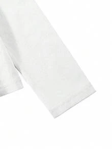 Autumn/Winter Ribbed Cotton Long Sleeve Top For Girls, Casual Sporty College Style - White - View 6