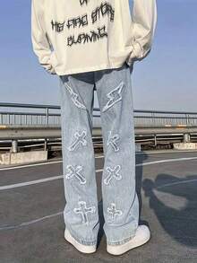 Boys' Campus Fashion Denim Long Pants, Casual Versatile Street Style Straight Leg Jeans - Light Wash - View 2