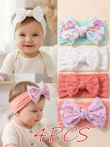 4pcs Cute Candy Color Nylon Bow Baby Headband Set, Baby Hair Accessories, Suitable For Daily Use - Multicolor - View 10