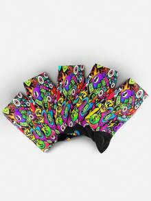 Cool 360° Printed Men's Socks - Streetwear Socks,Ull-Print Stickers,Hip-Hop Cartoon Pattern,Colorful,Funny Socks, Fit Daily, Holiday & Party Occasions - Multicolor - View 6