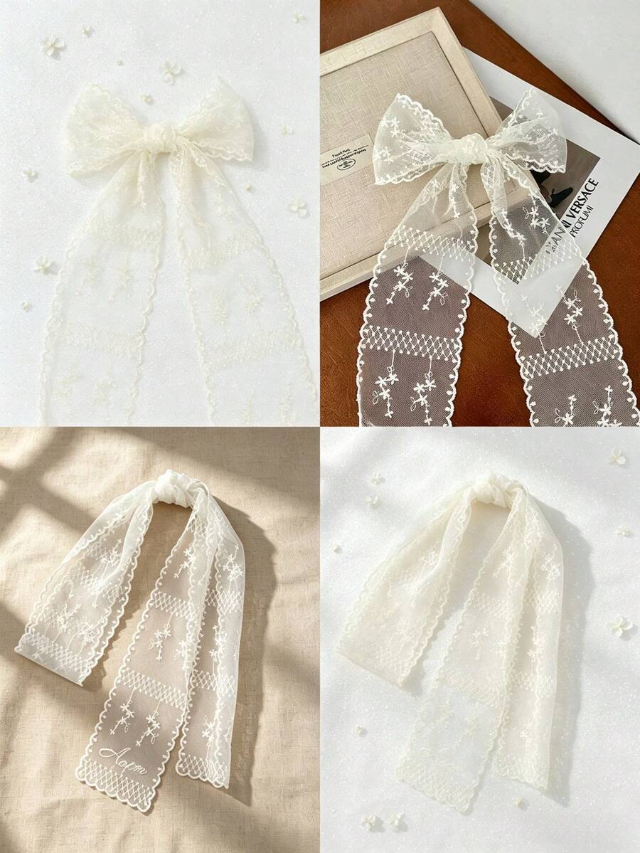 2件波西米亞風花卉蕾絲絲巾，真絲圍巾，沙灘圍巾，畢業典禮、開學季、慶祝活動、派對、旅行度假適用
