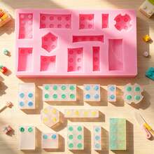1pc Cartoon Block-Shaped Decorative Silicone Molds, DIY Accessories For Making Silicone Molds, Suitable For Handmade Art Creations, Candle Decorations, Resin Drips, And Plaster Doodle Artworks. Easy To Demold And Reusable Silicone Molds. - Pink - View 7