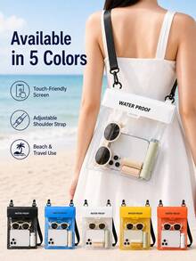 1pc Large-Capacity Waterproof Phone Pouch – Beach Crossbody Storage Bag, PVC Beach Bag, Touch-Screen Underwater Photography Sealed Pouch, Waterproof Case For Rafting & Swimming, Travel Essential, Back-To-School Supply. - Multicolor - View 2