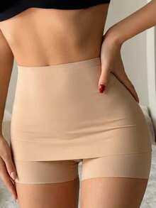 DAZY 2pcs Solid Color High Waist Comfortable Seamless Anti-Chafing Women's Safety Pants - Multicolor - View 2
