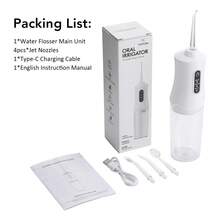 Hailicare 可充電電動沖牙器 便攜式水牙線 深層潔牙 3 種模式與 4 個噴嘴 適合居家與旅行口腔護理 電動水牙線 節日禮物 - 白色 - 查看 11
