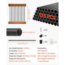 125 Pack Deck Balusters, 32 In Aluminum Railing Spindles, 3/4 In Diameter Hollow Round Metal Decking Stair Balusters With Connectors, Screws, For Deck, Porch & Staircase Railing Fence, Black - 36 Inches - View 11