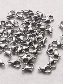 20/30/50 Pcs Fashion Stainless Steel White K Color Lobster Clasp, Suitable For DIY Bracelet, Necklace Connection, Handmade Accessories, Jewelry Materials - Silver - View 4