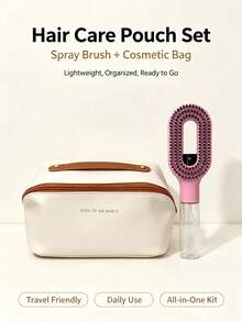 2-In-1 Spray Cushion Hairbrush Set, All-In-One Makeup Bag With Spray Brush, Transparent Water Storage Design, Built-In Water Tank For Self-Refillable Liquid Spray, Soft Elastic Bristles That Don't Damage Hair, Suitable For Hairstylists And Professional Salon Tools - Multicolor - View 13