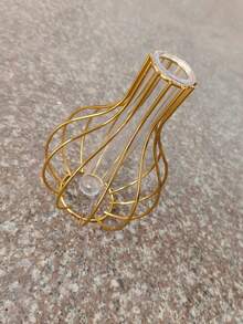 1 件纯色花瓶，金铁现代花瓶，带玻璃管，适用于客厅家居装饰、家居装饰、花瓶、中心装饰、桌面装饰、拉玛装饰、婚礼装饰、中心装饰、桌面装饰、派对 - 金色 - 查看 12