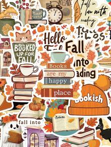 50pcs Bookish Fall Stickers For Adults Teens Sticker Enthusiasts Scrapbooking Journaling Laptops Skateboards Add A Fun Touch To Your Devices! - Multicolor - View 7
