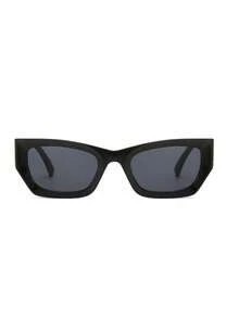 1 par de gafas de moda europea & americana con marco poligonal extragrande, gafas de mujer vintage minimalistas casuales versátiles, estilo de calle de alta gama que estiliza, accesorio de playa de verano, atuendo de vuelta a la escuela - Negro - Ver 4