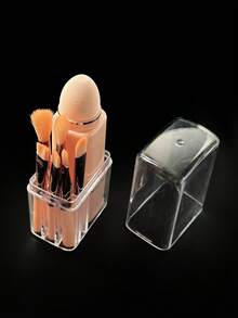 8PCS Makeup Brush Set, Portable Cosmetic Brush Kit With Face Eye Concealer And Eyeshadow Brushes, Complete Beginner Makeup Tool, For Travel Set, Daily Makeup, And On-The-Go Touch-Up - Pink - View 7