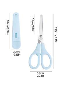 1pc Mini White Scissors, Portable Stainless Steel Blade Paper Cutter, Stainless Steel Round Tip Scissors With Protective Cover, Ergonomic Design, Suitable For Office, School, Home And Craft Projects - Multiple Styles - View 5