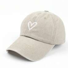 1pc Unisex Embroidered Heart Pattern Baseball Cap, Solid Color Lightweight Soft Brim Baseball Cap, Fashion Accessory - Multicolor - View 4