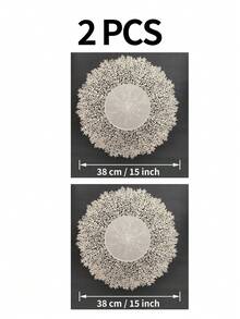2pcs/4pcs/6pcs 15 Inch Round Gold Coral Hollow PVC Placemats, Heat-Resistant Table Mats For Wedding, Banquet, Valentine's Day, Mother's Day, Party, Restaurant, Hotel Dining Table Decor - Multicolor - View 13