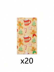 20pcs/1pc Christmas Gingerbread Man Pattern Napkins, Holiday Party Napkins, Printed With Cute Gingerbread Man, Christmas Tree And Candy Cane, Suitable For Christmas, Autumn Gatherings And Family Parties - One Size Fits All - View 7