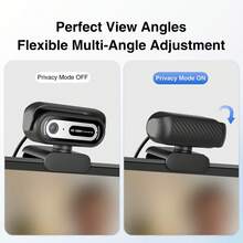 K4 1080P Laptop/Desktop Webcam, USB Webcam With Privacy Cover, Noise-Canceling Microphone And LED Indicator, 30FPS, Plug And Play, Compatible With Zoom//Teams, Windows, MacOS, Linux - View 5
