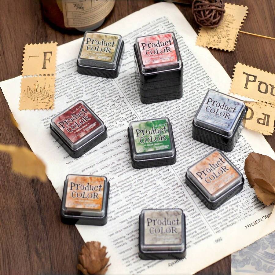 1 Set Mini Water-Based Ink Pad For Stamps, Scrapbooking, Journaling, Card Making, DIY Adult Craft Supplies - Multicolor - View 1