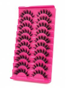 10 Pairs Demon Spike False Eyelashes, Transparent Stem, Soft Synthetic Fiber, Lightweight & Reusable, Exaggerated Big Eye Style, Suitable For Cosplay Party, Adhesive False Eyelashes, Doll Eyelashes - Black - View 2