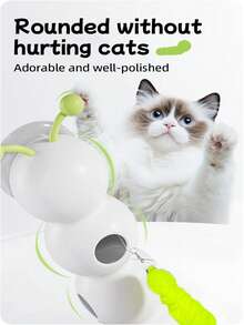 Interactive Cat Toy For Indoor Cats, Automatic Motion Sensor Fluffy Tail Cat Toy, Electric Teaser Wand, Suitable For Kittens And Bored Cats, USB Rechargeable Caterpillar Toy With Suction Cup - White - View 4