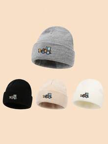 1PC Toddler Bulldozer Construction Vehicle Cartoon Embroidered Knit Hat, Folded Brim Beanie, Multiple Colors Available, Suitable For Boys, Outdoor, Snow Play, Walking, Birthday Gift - Multicolor - View 2