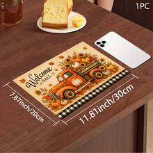Autumn Pumpkin Print Pattern Drainage Mat/Absorbent Mat/Drying Mat For Coffee Machine And Tableware - Absorbent Polyester Desktop Protector Mat With Rubber Non-Slip Backing, For Kitchen Countertop Decoration - Home Bar And Dining Table Placemat - Multicolor - View 13