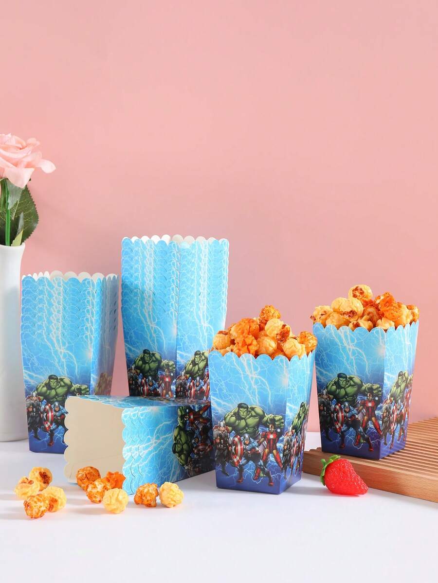6pcs/12pcs/24pcs Anime Cartoon Theme Party Candy Boxes, Theme Party Gift Boxes, Candy & Cookie Boxes, Party Gift Bags, Party Gift Boxes, Suitable For Birthday Party, Candy And Popcorn Box Decoration, Back To School Season Party, Holiday Essential Party Supplies - Multicolor - View 1