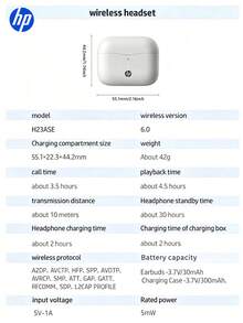 HP 藍牙 5.3 無線入耳式耳機，30 小時續航，USB-C 充電，附麥克風，相容 iOS 與 Android - 白色 - 查看 13