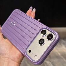 DECOPHONE Metal Texture Texture Daymera Luggage Case Phone Case, Fashionable Striped Anti-Drop Protection Case, Compatible With Apple 17 Pro Max, Matte Anti-Drop Design, Fully Covers The 16 Pro Lens, 15 Pro Max Premium Protection Case - Violet Purple - View 3