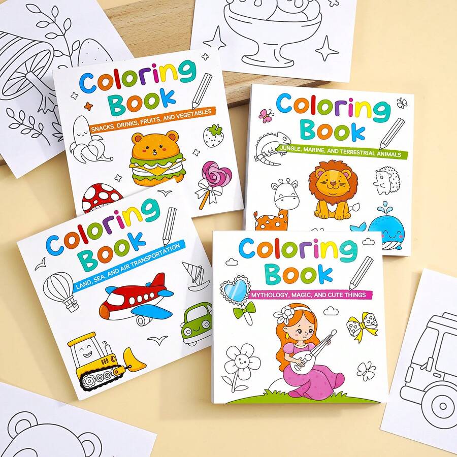 50Pcs Mini Coloring Books For Kids Ages 4-8, Pocket Size 9cm Coloring Books, Princess Cars Animals, Party Favors Goodie Bag Stuffers, Back To School