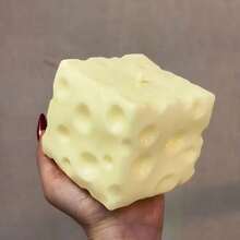 1pc Soft Hand Toy, Giant Pale Yellow Cheese Shaped, Filled With Coconut Oil Cream Cheese, Silent Stress Relief Sensory Toy, Suitable For Desktop Focus And Relaxation, 2026 Popular Non-Bouncing Fidget Toy - Multicolor - View 2
