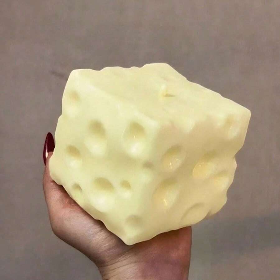 1pc Soft Hand Toy, Giant Pale Yellow Cheese Shaped, Filled With Coconut Oil Cream Cheese, Silent Stress Relief Sensory Toy, Suitable For Desktop Focus And Relaxation, 2026 Popular Non-Bouncing Fidget Toy
