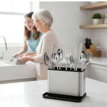 4-Compartment Stainless Steel Utensil Holder, Countertop Knife Fork Spoon Organizer, Kitchen Utensil Storage Basket, Multi-Compartment Utensil Rack, Can Hold Forks, Spoons, Knives, Chopsticks, Rust-Proof Kitchen Countertop Storage, Space-Saving Desktop Utensil Storage Box, Household Kitchen Countertop Small Utensils, Practical Kitchen Restaurant Utensil Storage Container, Stable Non-Slip Base Utensil Holder, Keep Utensils Organized And Convenient For Daily Use, Modern Style Kitchen Storage Accessory, Suitable For Home, Apartment, Dorm, Fit For Storing Various Utensils And Kitchen Tools - Multicolor - View 13