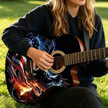 1pc Eagle Pattern Personalized Guitar Body Protector Sticker, Creative DIY Decal, Waterproof Self-Adhesive Wear-Resistant, Universal Modification Decoration Sticker For Acoustic Guitar, Electric Guitar, Ukulele - Black - View 5