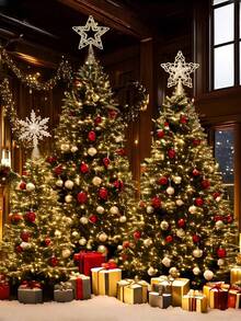 Đỉnh cây thông Noel hình bông tuyết kim tuyến 8 inch màu vàng bạc, đồ trang trí cây thông Noel, tiệc năm mới, trang trí lễ hội, trang trí nhà trong nhà - Nhiều màu - Xem 3
