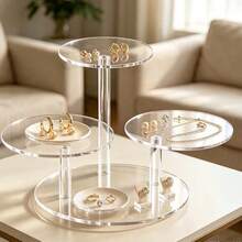 Multi-Layer Round Acrylic Display Stand, Detachable Tiered Trays, Suitable For Wedding, Birthday Party Jewelry Display, Desktop Storage Organizer - Multicolor - View 6