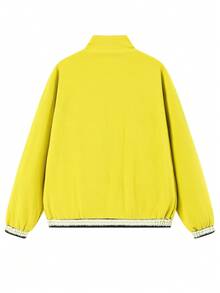 NBCT Women's Reversible Striped Hooded Zip-Up Jacket, Multi-Color Options, Loose Fit, Versatile Outdoor Sports Jacket - Yellow - View 4