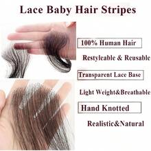 100% Human Hair Baby Hair Edge Invisible Transparent Lace Front Hairpieces For Women Lightweight&Breathable Baby Hair Lace Topper Hand Knotted Lace Natural Hairline Coverage - Multicolor - View 2