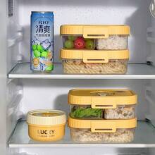 2/3/4 Compartments Portable Square Plastic Lunch Box With Handle, Microwavable Divided Bento Box, Leak-Proof Fruit Salad Food Storage Container, Reusable Large Capacity Lunch Container For Student Adult Use In Home, School, Office, Camping, Picnic - Multicolor - View 5
