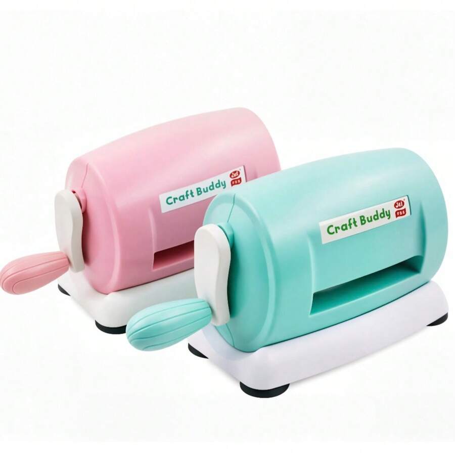 1 Set Embossing Machine, Combine With Different Floral Templates To Cut Out Various Patterns On Cardboard Blue/Pink Manual Embossing Machine With Embossing Plate/Manual Embossing Paper Craft Machine, 1pc Die Cutting Machine With 2pcs Cutting Pads - A - View 1