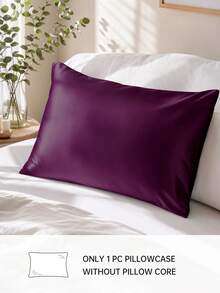 HONEYMOON 1pc Satin Pillowcase - Shiny Satin Silk Pillowcase, Luxurious Silky, Ultra Soft & Breathable, Envelope Closure, No Filling - Suitable For Home, Dorm, Sofa, Car - Purple - View 2