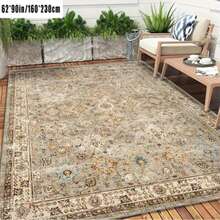 1PC Bohemian Style Yellow & Brown Geometric Outdoor Rug, Soft Durable Absorbent Polyester Fiber Carpet, Suitable For Patio Living Room Dining Area, Non-Slip Machine Washable Design, Suitable For Indoor And Outdoor Use - 3 - View 4