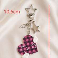 1pc/3pcs Women's Japanese Style Heart & Wing Pendant, Alloy Hollow Star & Wing Accessory, Star Keychain, Niche Girly Bag Charm - Multicolor - View 7