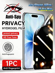 1pc Privacy Hydrogel Screen Protector, Privacy Protection, Anti-Peeking Full Coverage Screen Guard, Wear-Resistant Durable Phone Film, Suitable For Phone18 Pro Max/Phone18 Pro/Phone 17Pro Max/17 Air/17/17E/16 Pro Max/16Plus/15/14/13/12/11/XS Max7 Hydrogel Film Non-Glass, Use With Scraper Card - Black - View 7