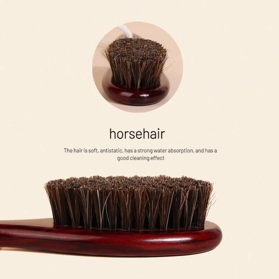 2pcs Wood Grain Handle Boar Bristle Beard Brush + Keychain Pocket Comb Set, Men's Beard Grooming Kit With Gift Box - Beard Comb + brush - View 1