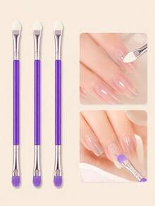 5pcs/3pcs Dual-Ended Nail Art Brushes, Home DIY Nail Salon Tools, Nail Polish Brushes, Nail Art Blending Brushes, Girls Nail Brushes, Suitable For Beginners, Travel Portable - Multicolor - View 1