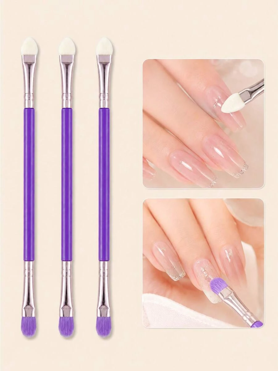 5pcs/3pcs Dual-Ended Nail Art Brushes, Home DIY Nail Salon Tools, Nail Polish Brushes, Nail Art Blending Brushes, Girls Nail Brushes, Suitable For Beginners, Travel Portable - Multicolor - View 1